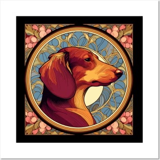 Dachshund Dog -Art Nouveau Style Posters and Art